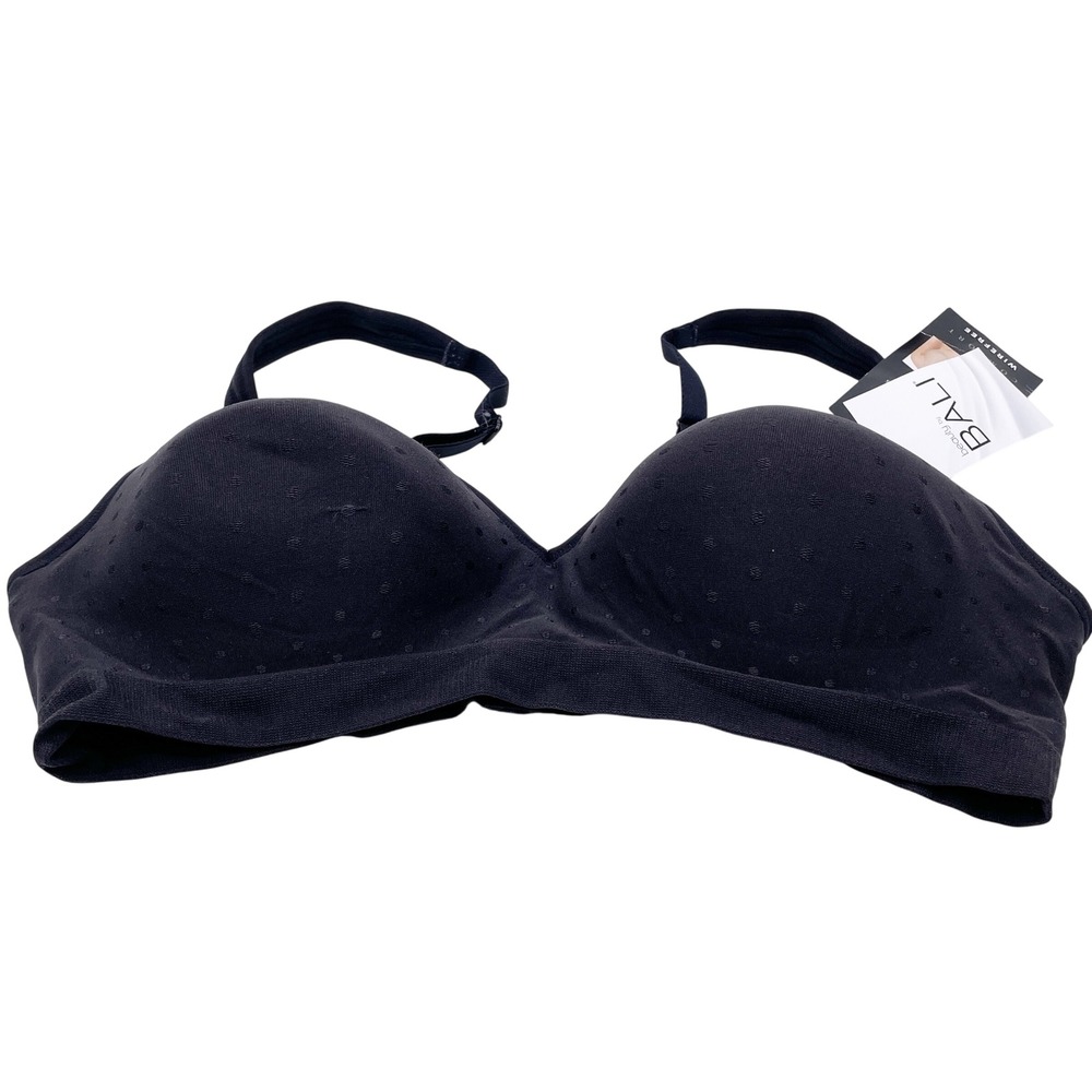 Bali Women's Black Comfort Revolution Wirefree Jacquard Bra Size 38B